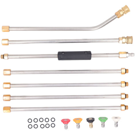 Ensemble de baguettes d'extension de laveuse électrique haute pression, outil de nettoyage de gouttière 4000PSI avec 5 embouts de buse pour voiture (1/5)