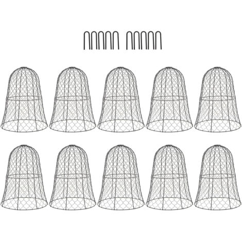 Eosnow Cloche en fil de poulet de jardin noir, 10 paquets, couverture de protection épaisse pour plantes de Construction (1/5)