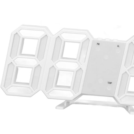 EDUP Home Horloge Murale Numérique à LED 3D Avec Télécommande Pour Cuisine, Chambre à Coucher, Bureau, Veilleuse à DEL Tendance, 24,6 Cm, Luminosité Réglable 12h/24h, Heure, Date, Température, Blanc