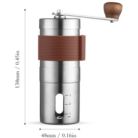 Eosnow Moulin à café manuel, avec meules en céramique, mouture réglable, corps en acier inoxydable, support en bois, pour la maison et le camping (1/5)