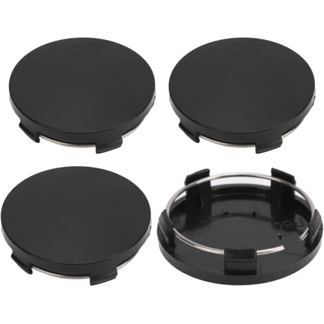 Eosnow Centre de roue de voiture 60mm, 4 pièces, capuchon de moyeu avec anneau en fer, couvercle de jante de pneu élégant, universel pour véhicule noir (1/5)