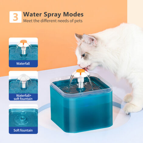 Eosnow Fontaine à eau pour chat 2 L, 3 modes, avec pompe silencieuse à LED, distributeurs lents, 2 filtres en coton, pour chats et petits chiens (1/5)
