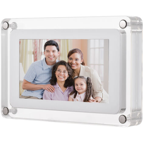 Cadre photo numérique en acrylique de 5 pouces Cadre photo numérique Lecteur photo/musique/vidéo Rotation automatique Batterie de mémoire intégrée de 8 Go Cadeau pour les amis et les familles