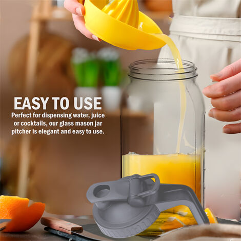 Eosnow Pichet en verre Mason Jar, avec couvercle, large ouverture, grande capacité, filtre anti-fuite, infusion à froid, pour eau, lait, thé, café glacé et boissons (1/5)