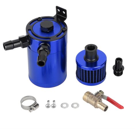 Eosnow Aluminium universel en alliage d'huile de réservoir de réservoir de réservoir avec un kit d'accessoires à 2 ports (bleu)
