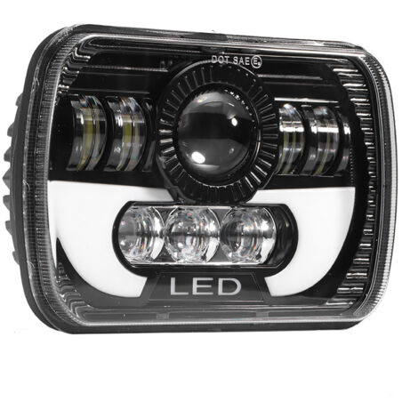 Phare universel 5x7 pouces, LED carrée 90 W, feux de route/croisement, étanche (1/5)
