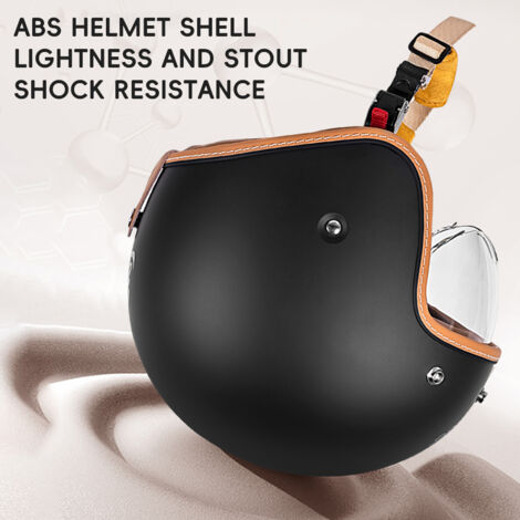 Casque Jet Moto Casque Moto Scooter Demi Jet Visiere Ouvert Approuvé ECE 22-06 Noir Matt Casque Moto Custom
