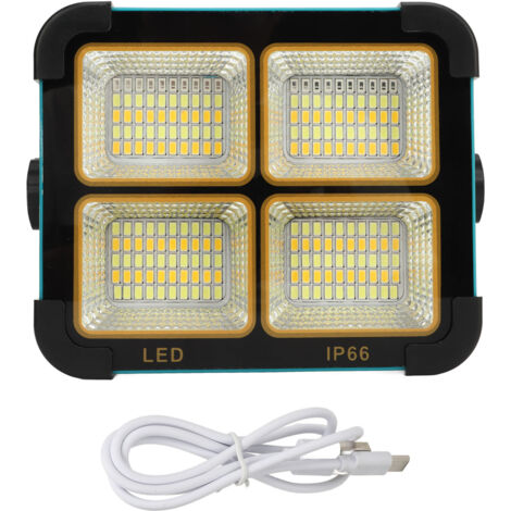 Lampe solaire de travail LED, 100W, 10000LM, 3000 à 6000K, étanche IP66, lampe de travail Portable et Rechargeable pour l'extérieur (1/5)