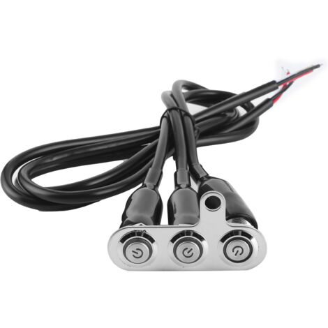 Interrupteur de guidon de moto en acier inoxydable 12V, support de modification de LED, bouton poussoir de commande avec bouton de commutation 3 pièces (1/5)