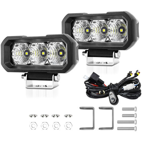 Eosnow Lot de 2 projecteurs de travail LED, 5 pouces, antibrouillard, étanche IP68, 240 W, tout-terrain, pour voitures, camions, motos, SUV, jardins, arrière-cours, avec faisceau de câbles, projecteur (1/5)