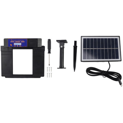 Porte de poulet automatique avec minuterie, alimenté par batterie solaire, affichage LED, double porte, ouvre-poulailler électrique, noir (1/5)