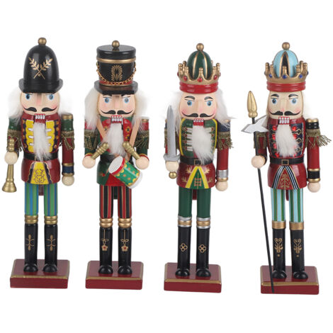 Soldats casse-noisette de noël en bois sur support, 30cm, 4 pièces, cadeau de décoration pour la maison (1/5)