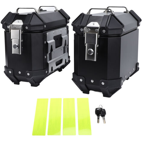 Eosnow Valise latérale de moto 18 L, sacoche rigide en alliage d'aluminium, avec serrure de sécurité et poignée, pour casque, noire