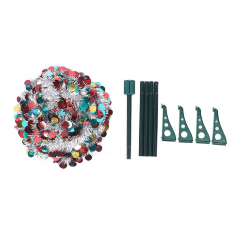 Arbre de noël artificiel pliable en PET de 4,9 pieds, paillettes Pop-Up pour décoration de maison et de vacances, coloré en argent (1/5)