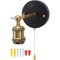 Applique murale rétro E27 E26 en fer réglable, lampe murale vintage, ensemble d'éclairage avec interrupteur pour chambre à coucher, salon, bar 85-265 V doré
