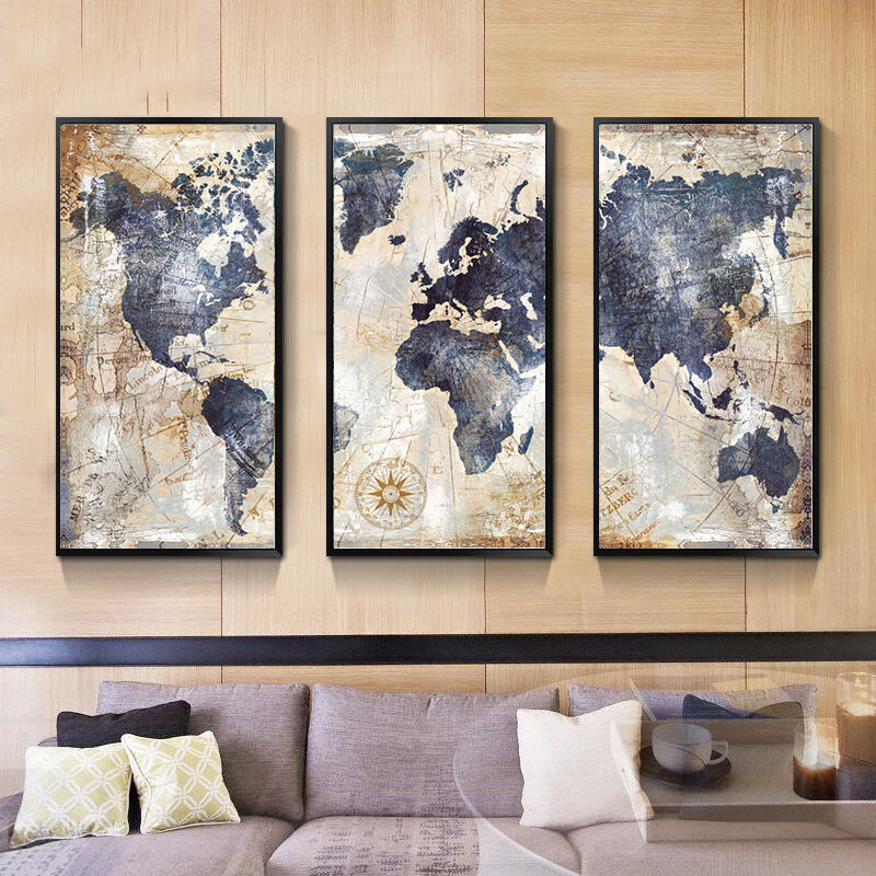 Tableau Déco Sur Toile Intissée - Carte Du Monde Design - Réf. 020113-79