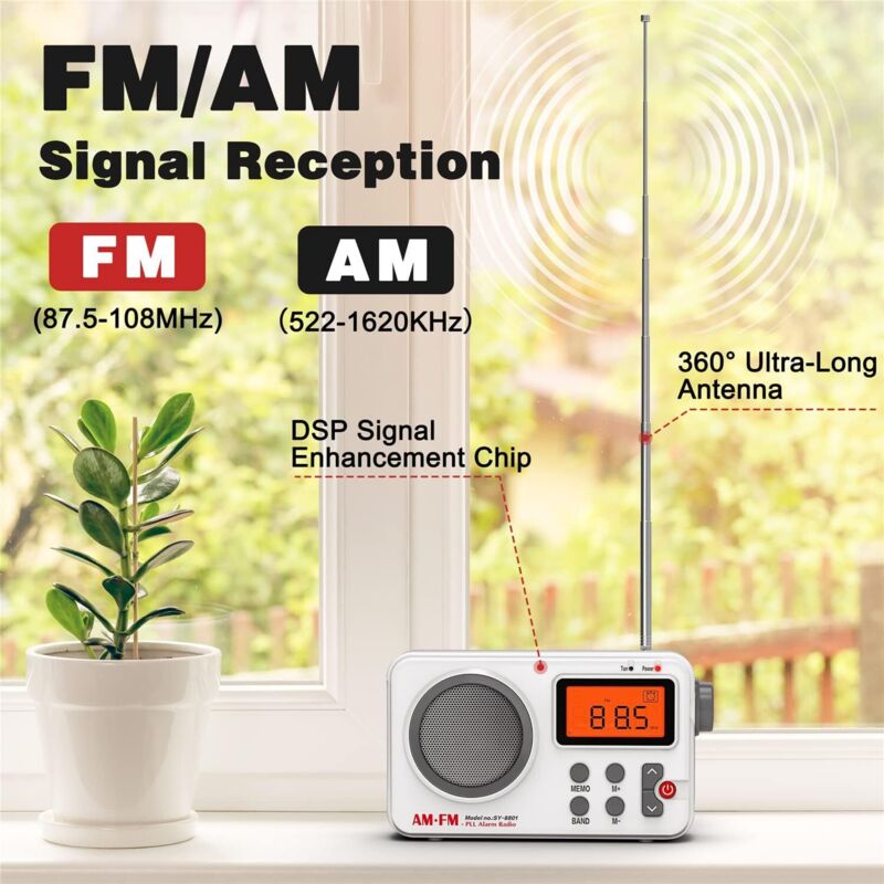 Radio FM Portable Ahuuen Rechargeable - Haut-parleur, Cadran Réglage, Pour Randonnée, Maison, Cadeau Senior - 5