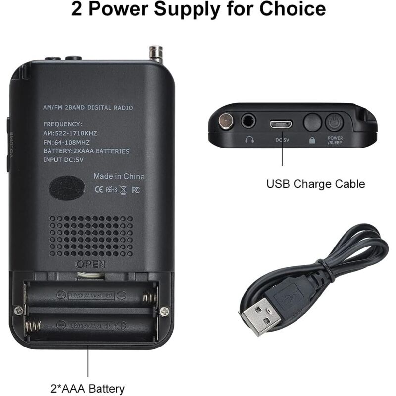 Radio Portable AM/FM Avec Antenne Télescopique - Alimentée Par Piles AA - Compacte Et Légère