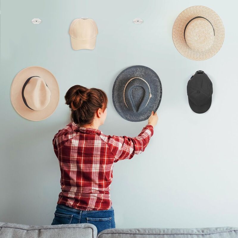 10 Crochets Autocollants Pour Casquette – Porte-casquette Mural Sans Perçage – Design En Nœud Noir – Gain De Place