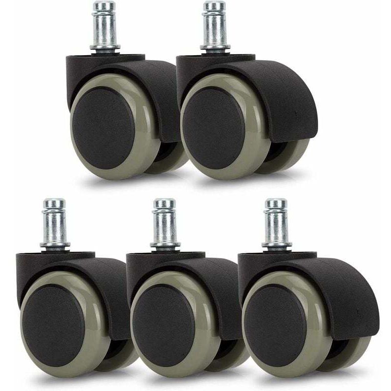 Kwmobile Roulette Chaise De Bureau - Lot 5 Roulettes Avec Frein Pour Fauteuil - Roue De Rechange 10/22 Mm Pied De Siège Silencieux Pour Sol Dur