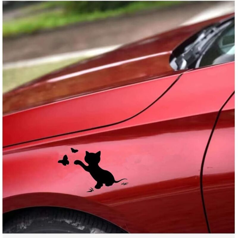 3 Pièces Autocollants De Décalque De Voiture De Chat Drôle Créatif Pour