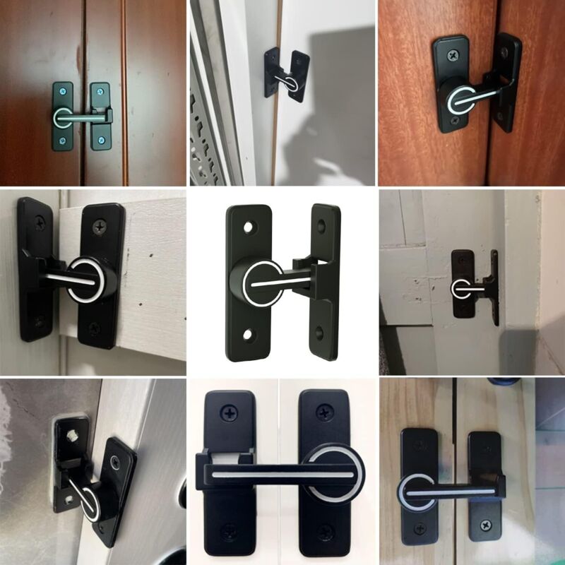 BPTRKOM Serrure Pour Porte Coulissante 2 En 1 – Noir, 90/180°, Alliage Zinc