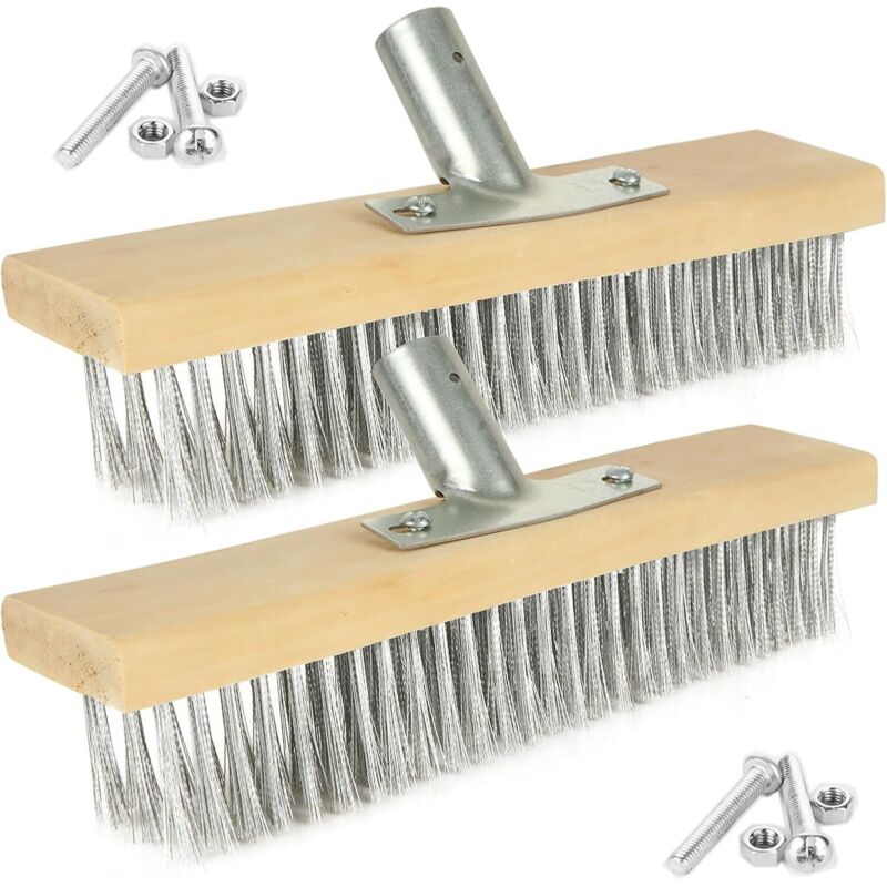 Balai à Crasse Métallique Pour Extérieur - Brosse 30cm, Manche Rétractable, Pour Terrasses Et Saletés Tenaces