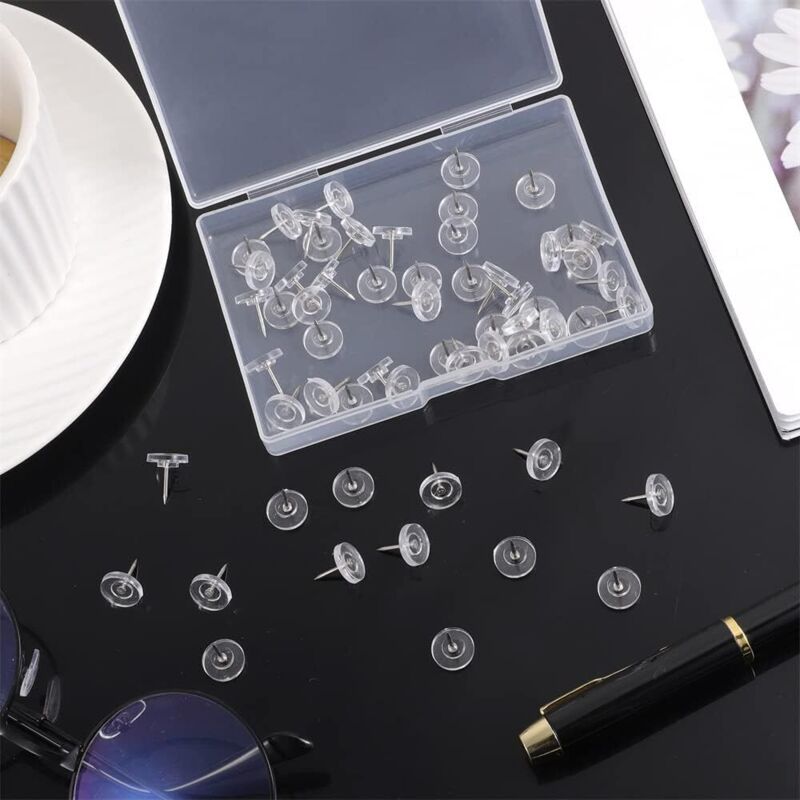 150 Punaises Transparentes - Avec Boîte De Rangement - Pour Tableau Liège, Mur