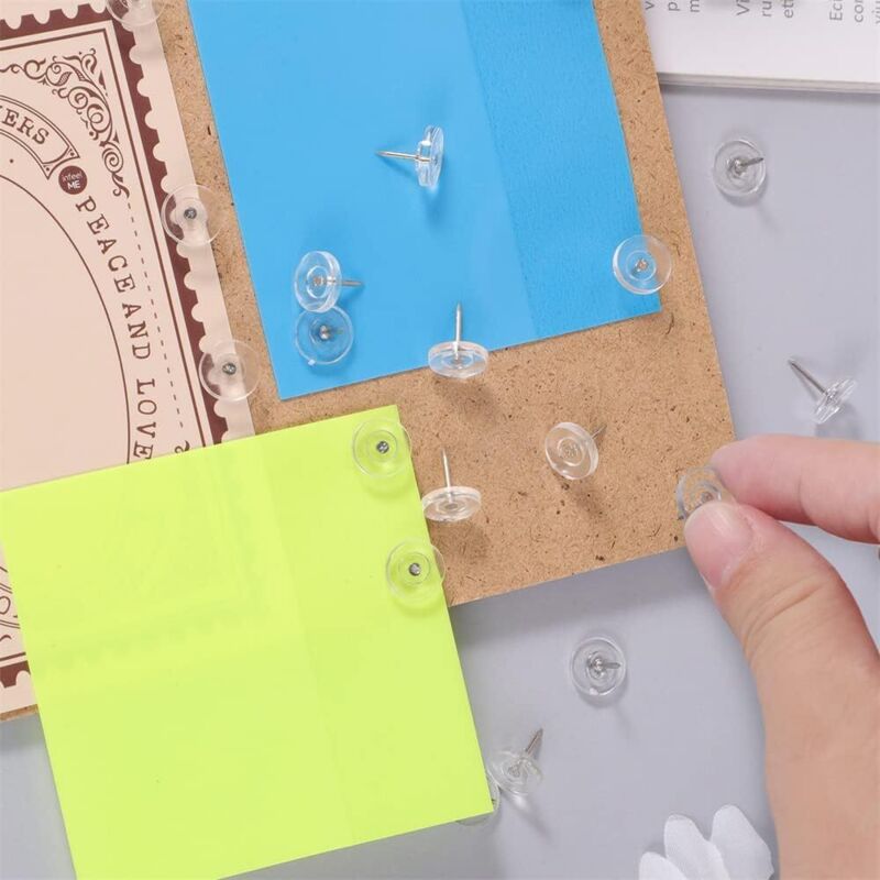 200 PCS Punaises Tableau Liège Plastique Transparent Pointe En Acier