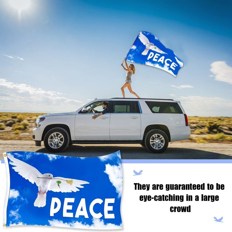 Gay Pride Drapeau,Drapeau Peace 90x150cm,Bannière Colorée De Paix 90 X 150 Cm,Drapeau De La Paix,Peace Drapeau,Drapeau Paix Pour Décoration Extérieure Intérieur