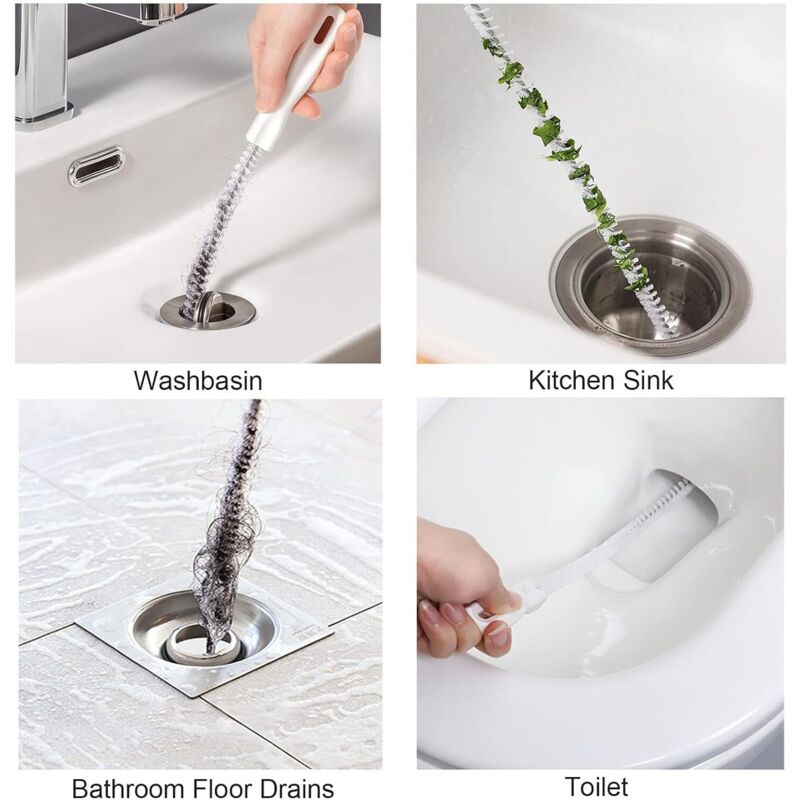 Brosse De Débouchage De Canalisation, Deboucheur Evier, 2 Pièces Flexible Brosse Débouchage De Canalisation Avec 4 Goupillon Paille, Brosse De Nettoyage De Drain, Brosse De Nettoyage Drain D'égout