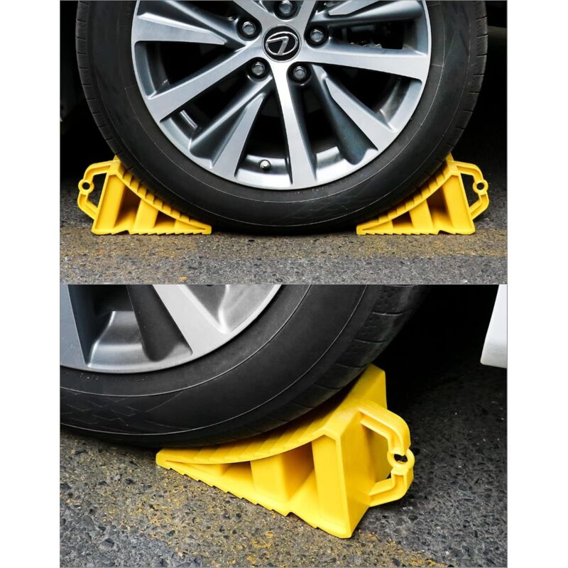 Lot De 2 Cales De Roue Plastique 20x12x11cm - Pour Voiture, Remorque, Caravane, Camping-car