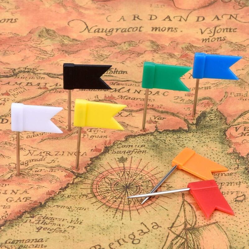 Lot De 660 épingles - 160 Aiguilles à Drapeau + 500 épingles à Tête Ronde | Pour Tableaux D'affichage, Cartes, Bureaux | Multicolore