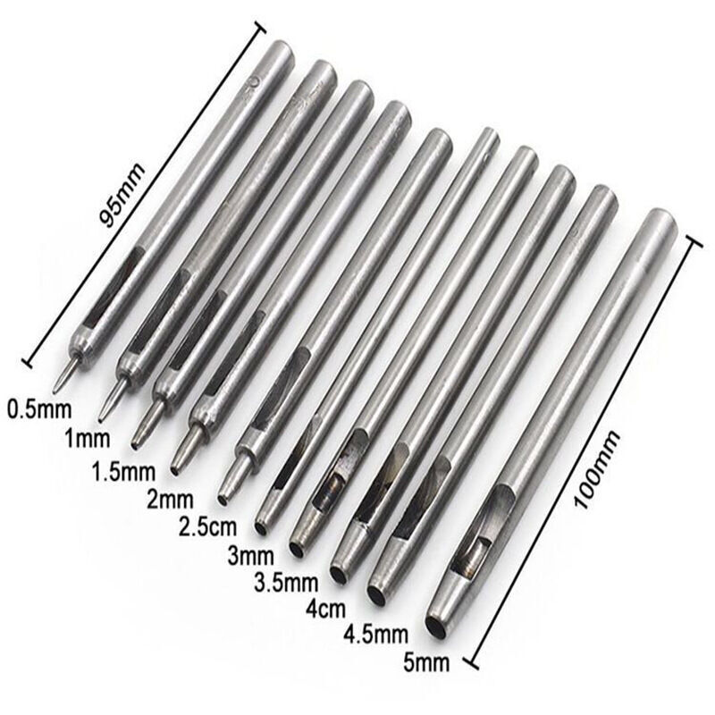Set De 6 Poinçons Ronds Pour Cuir Et Tissu - Acier De Qualité - Différents Diamètres - Pour Ceintures, Bracelets, Sacs