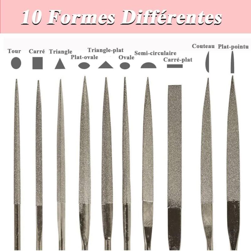 Lime Diamant Ronde 5mm X 180mm - Revêtement Titane - Manche TPU - Pour Métal, Bois, Pierre, Plastique