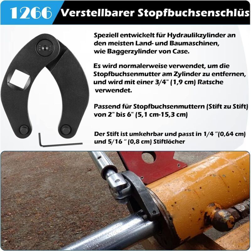 Lot De 2 Clés à Écrou De Presse-Étoupe Réglables OTC1266 / 7463 – Pour Vérins Hydrauliques, Chargeurs Agricoles Et Plus