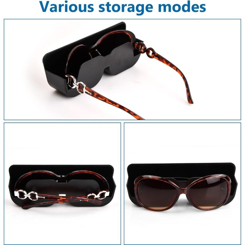 Étui De Rangement Pour Lunettes Voiture - Fixation Pare-soleil, Fermeture Pression, Noir