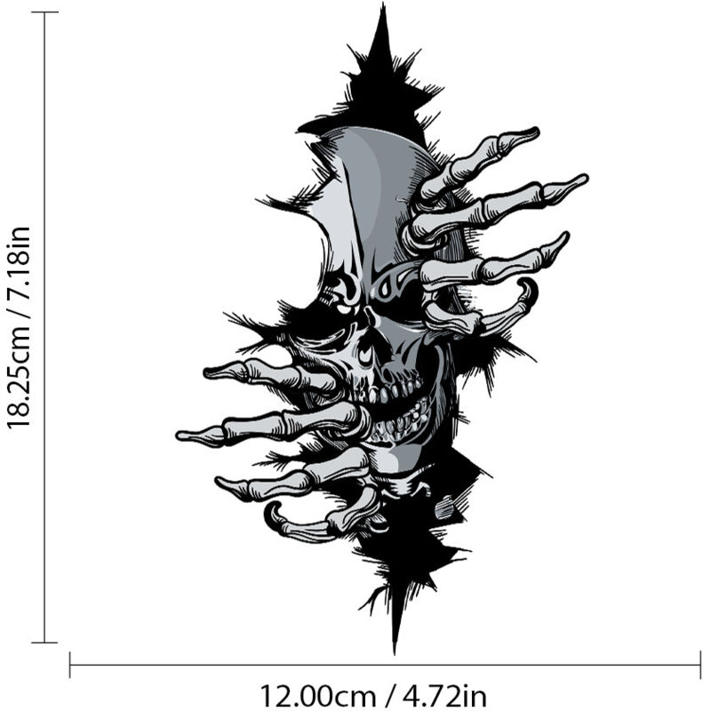 Oracal Film - Meuble Tête De Mort Skull - Blanc/Noir - 0,45 M X 15 M