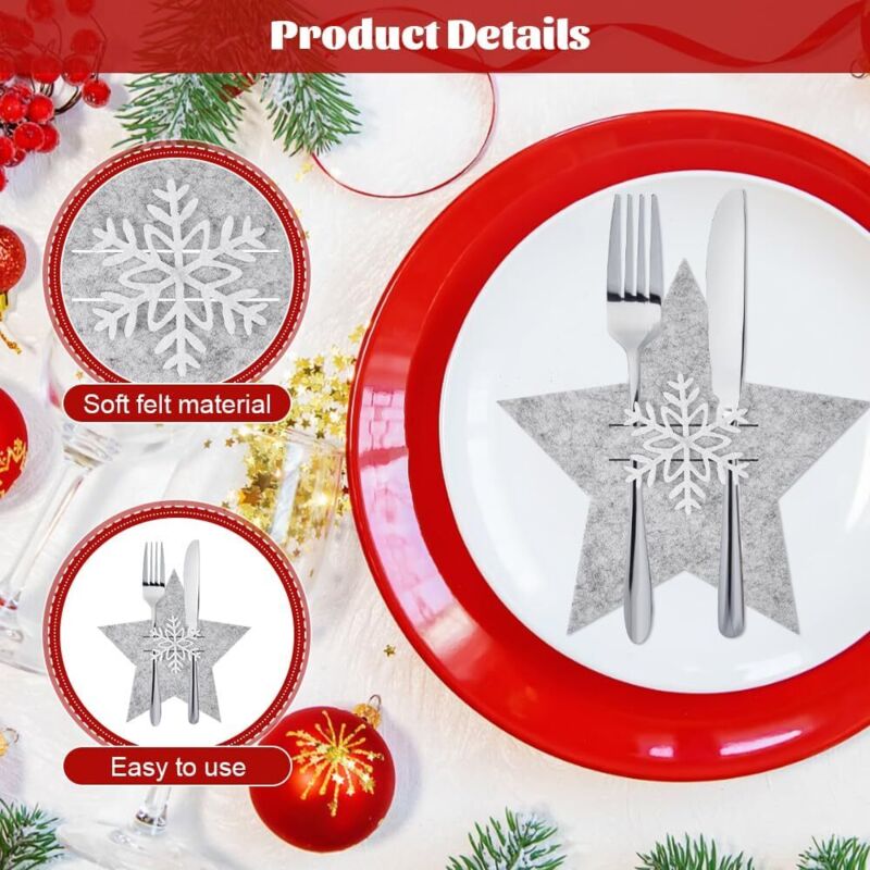 12 Pièces Porte Couvert Noel, Deco Table Noel, Decoration