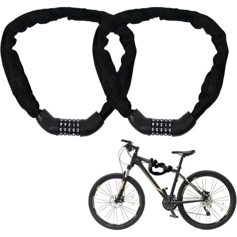 CSPARKV Lot de 2 cadenas à combinaison pour vélo - 90 cm - Haute sécurité - Avec 5 codes numériques - Chaîne antivol pour vélo, moto, scooter - Noir (1/5)