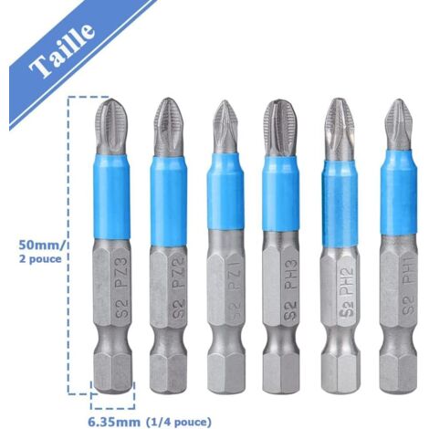 Pour Tournevis Cruciforme 801, Ensemble D'embouts De Tournevis Magnétiques, PH2 PH1 PH0, Tige De 5 Mm, Longueur De 60 Mm (B