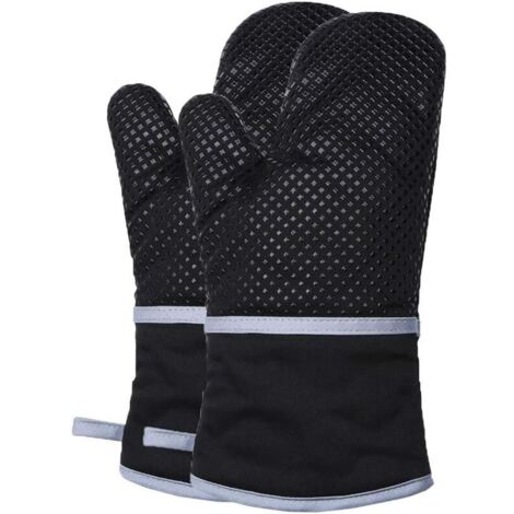 Gants de four et coussinets isolants Gants de four résistants à la chaleur, gants de cuisine, cuisson au micro-ondes, (paire) (noir)