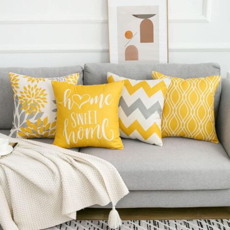 JOTOM Housse De Coussin 2 Pièces Feuille Motif 45 X 45 Cm Taie D'oreiller Plaqué Or En Velours Maison Canapé Chambre Voiture Décoratif (Jaune