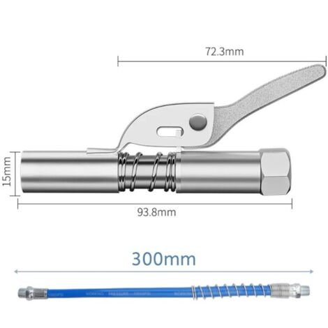Coupleur Pistolet à Graisse pour Tous Les Types, Embout Pompe a Graisse avec 10000 PSI Tuyau de 30cm pour Électriques, Pneumatiqu