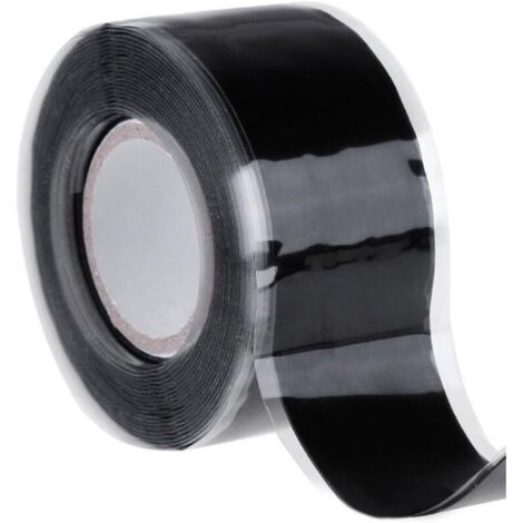 (25mm x 1.5M, noir)Ruban de silicone bande de réparation imperméable à l'eau de sauvetage Bande d'étanchéité auto-adhésive Fusing Ruban (1/5)