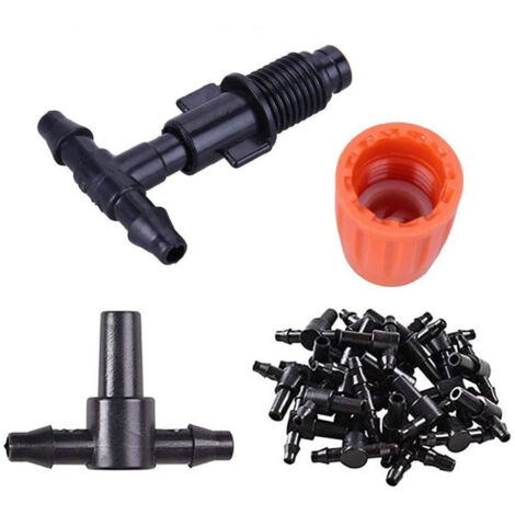 50 Pièces Goutteur Irrigation Réglable + 50 Tés – Micro Goutte à Goutte 360° Pour Tuyau 4/7 Mm, Jardin Potager
