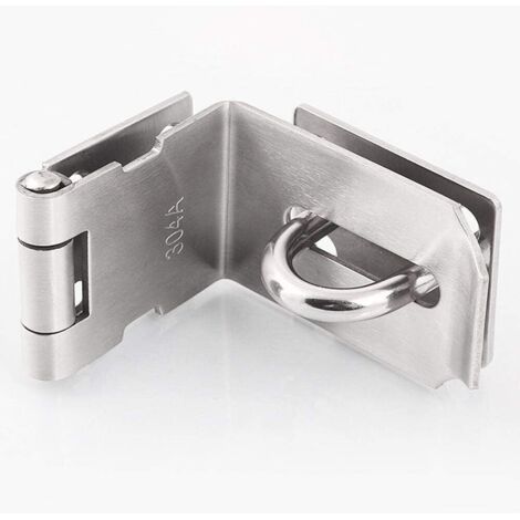 Verrou de Porte Angle Droit en Acier Inoxydable - Moraillon Cadenas Fermoir avec Vis (Argent