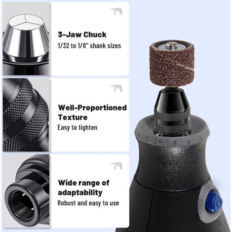16 Pièces Mandrin Compatible Dremel 0.5mm à 3.2mm - Accessoires Outil Rotatif Avec Écrou Métal Et Pinces Laiton