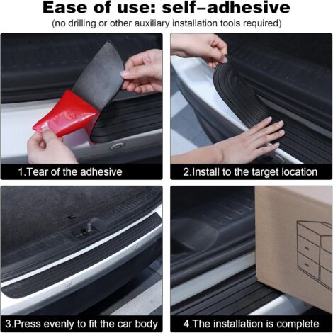 Protecteur De Pare-chocs Arrière Voiture – Autocollant PVC Noir, 1,5 M X 5 Cm, Compatible Avec La Plupart Des Modèles - 4