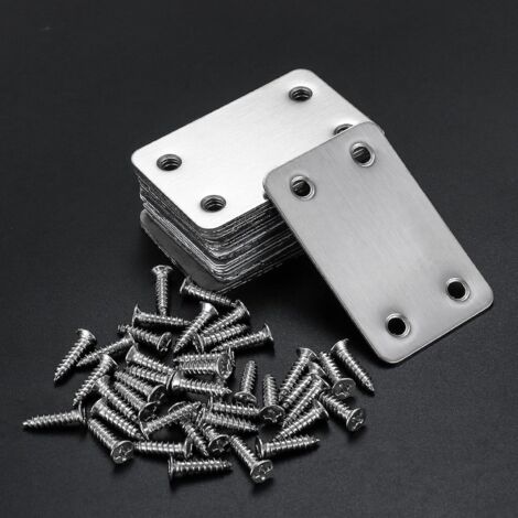 10 Pièces Plaques D'assemblage Perforée Plates, Fixation Droits Plats Plaques, Connecteurs Equerre Fixatio Plats, Connecteur Plaques De Raccord (Argent 128x48mm